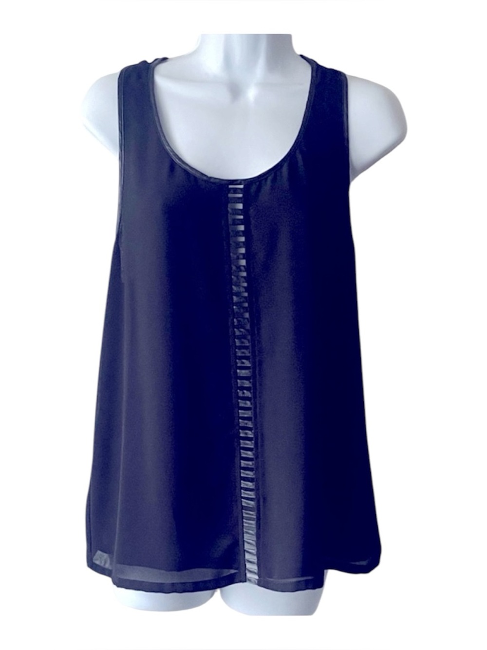 Naked Zebra Black Tank Top with Sheer Detail